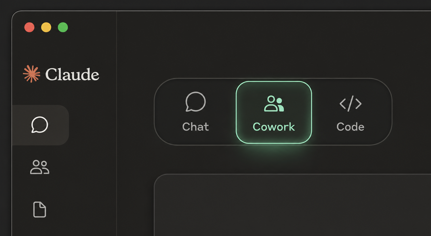 Cowork mode toggle